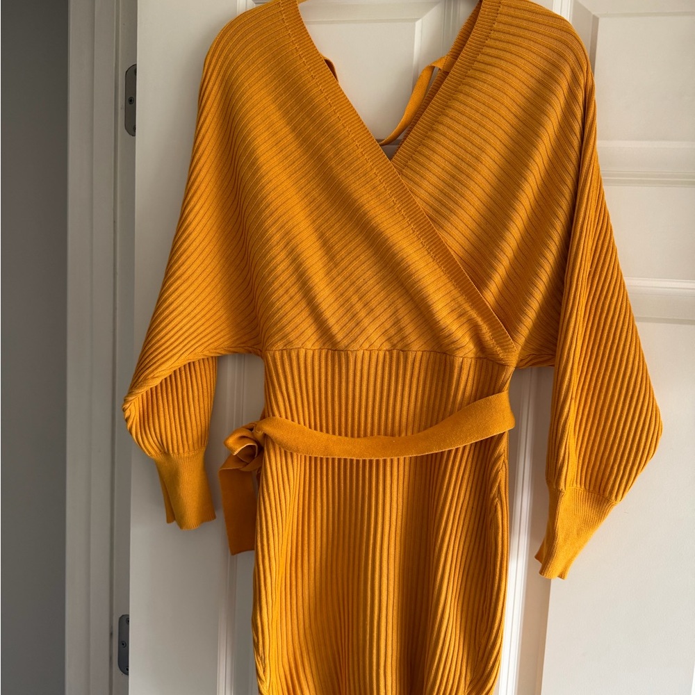 Mustard Mini Sweater Dress